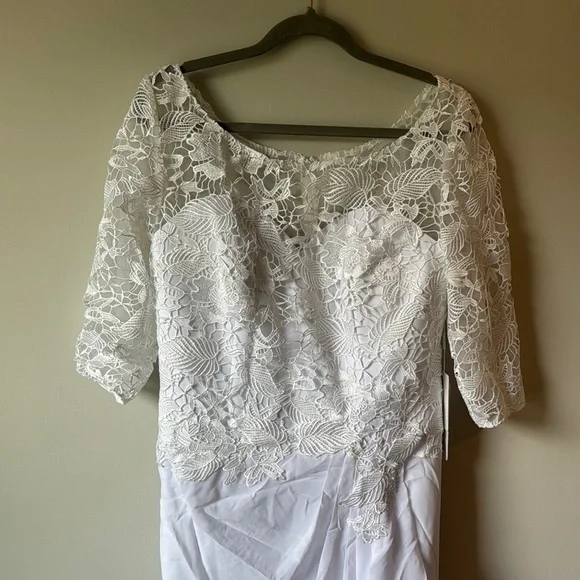 JJs House White Asymmetrical Ruched Wedding Dress - Picture 3 of 8